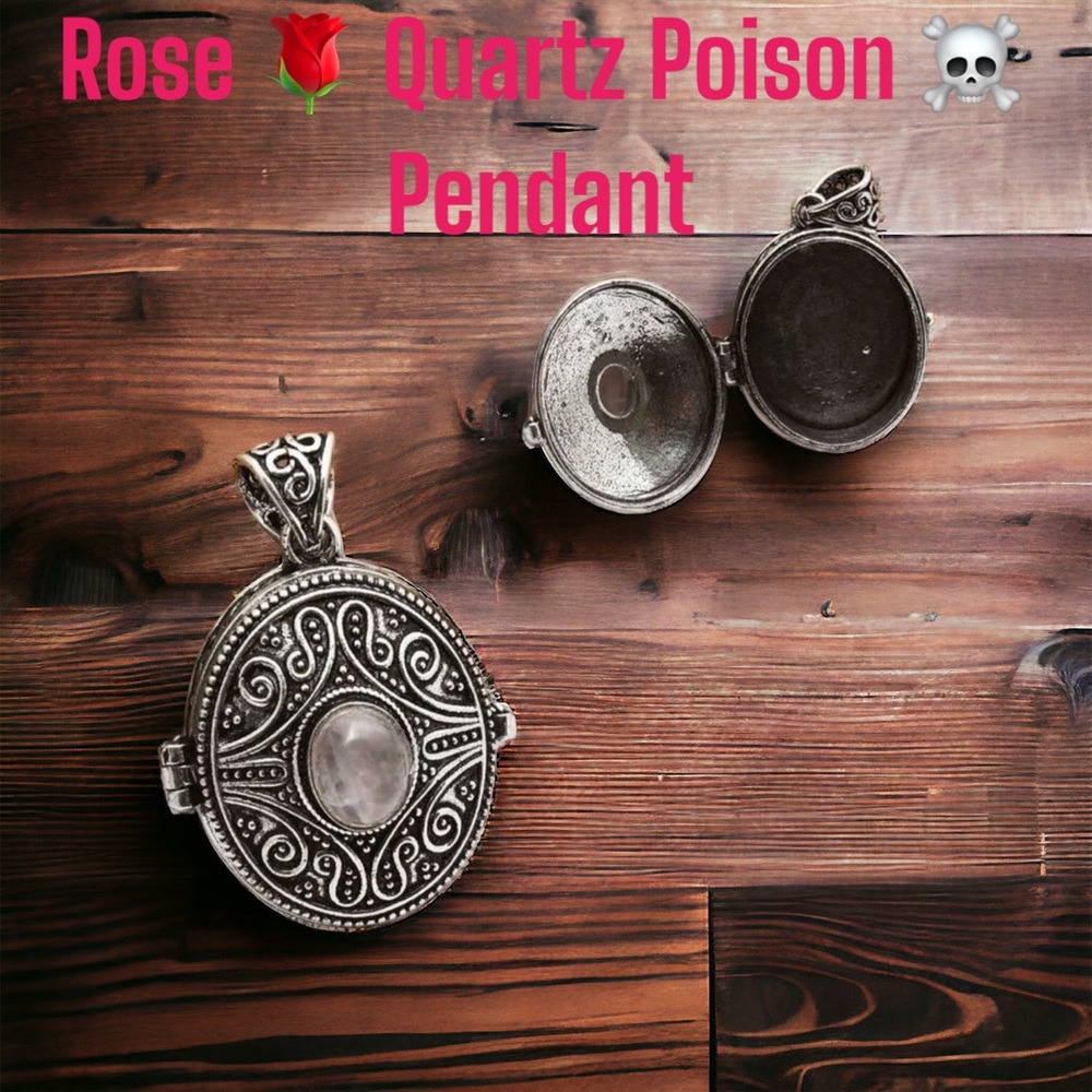 #487 Poison ☠️ Rose 🌹 Quartz Handcrafted Pendant NWOT